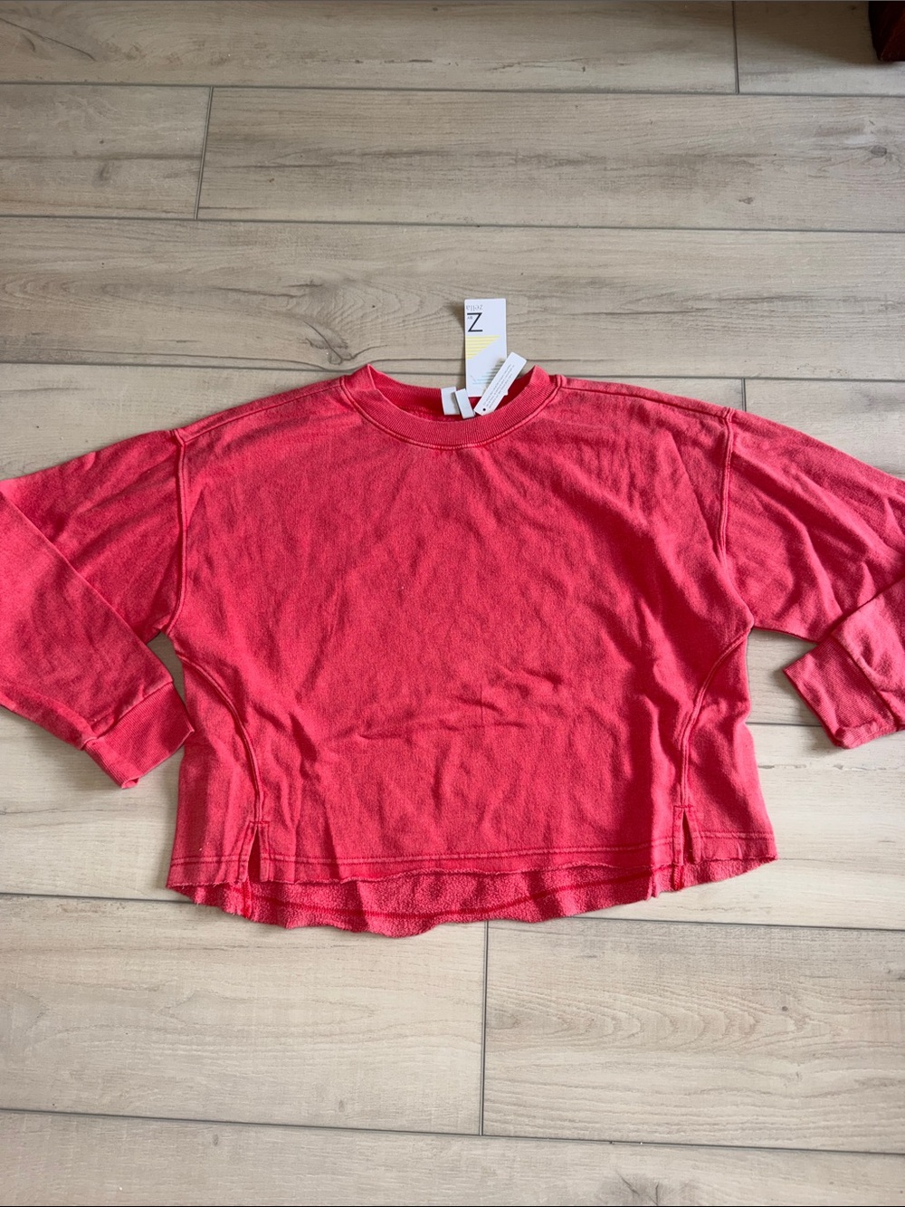 Zella Coral Cropped Crew Sweatshirt Women’s Medium Long Sleeve Top